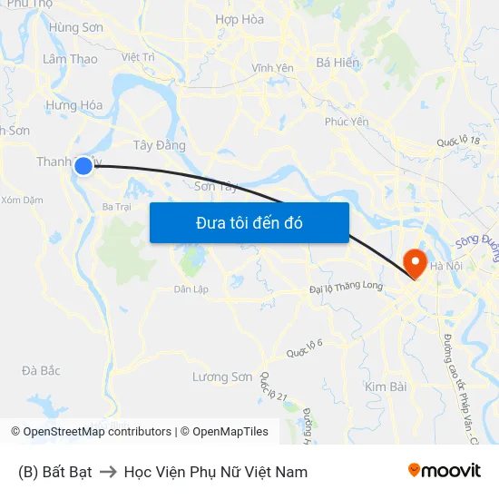 (B) Bất Bạt to Học Viện Phụ Nữ Việt Nam map