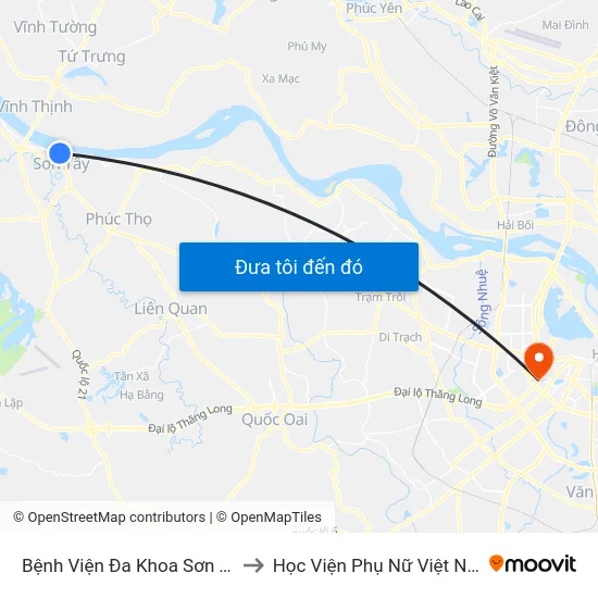 Bệnh Viện Đa Khoa Sơn Tây to Học Viện Phụ Nữ Việt Nam map
