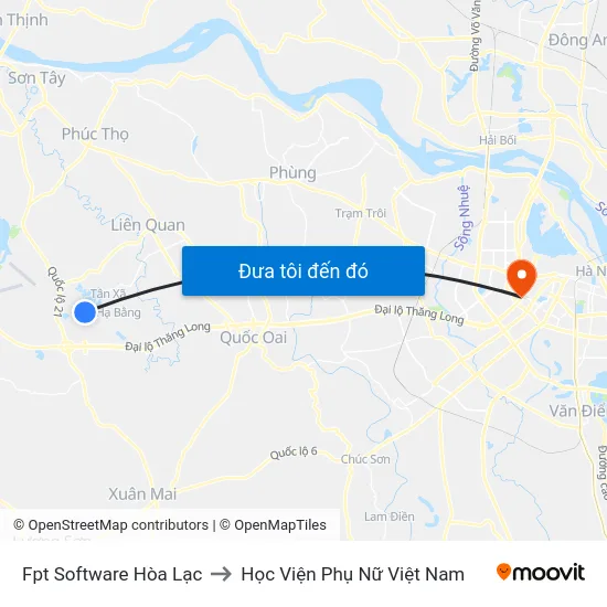 Fpt Software Hòa Lạc to Học Viện Phụ Nữ Việt Nam map