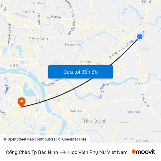 Cổng Chào Tp Bắc Ninh to Học Viện Phụ Nữ Việt Nam map