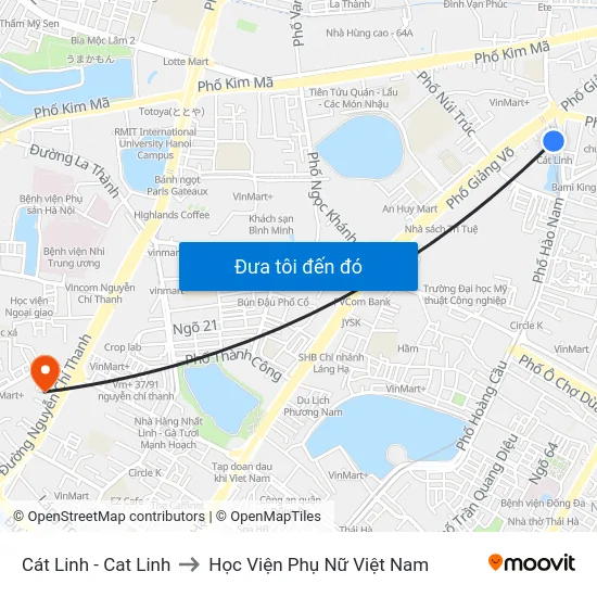 Cát Linh - Cat Linh to Học Viện Phụ Nữ Việt Nam map