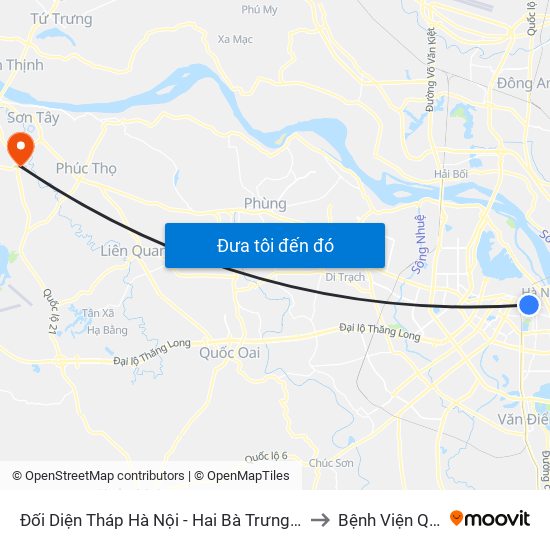 Đối Diện Tháp Hà Nội - Hai Bà Trưng (Cạnh 56 Hai Bà Trưng) to Bệnh Viện Quân Y 105 map