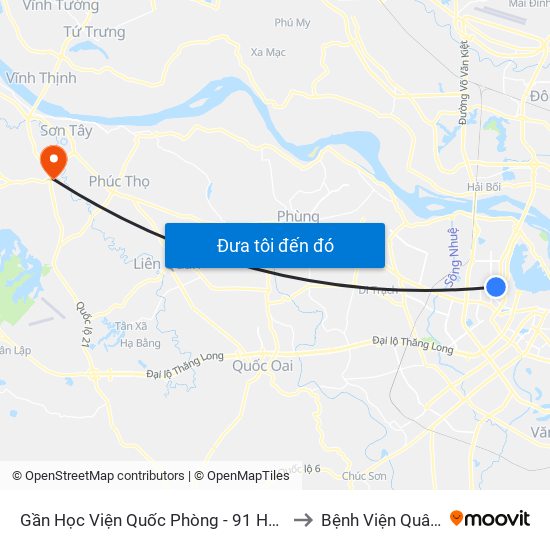 Gần Học Viện Quốc Phòng - 91 Hoàng Quốc Việt to Bệnh Viện Quân Y 105 map