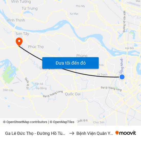 Ga Lê Đức Thọ - Đường Hồ Tùng Mậu to Bệnh Viện Quân Y 105 map