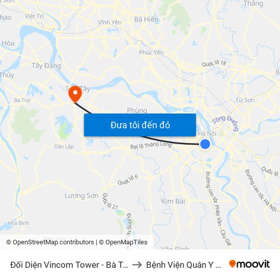 Đối Diện Vincom Tower - Bà Triệu to Bệnh Viện Quân Y 105 map