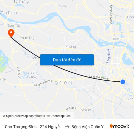 Chợ Thượng Đình - 224 Nguyễn Trãi to Bệnh Viện Quân Y 105 map