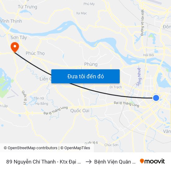 89 Nguyễn Chí Thanh - Ktx Đại Học Luật to Bệnh Viện Quân Y 105 map