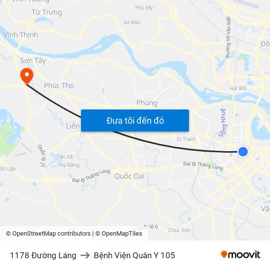 1178 Đường Láng to Bệnh Viện Quân Y 105 map