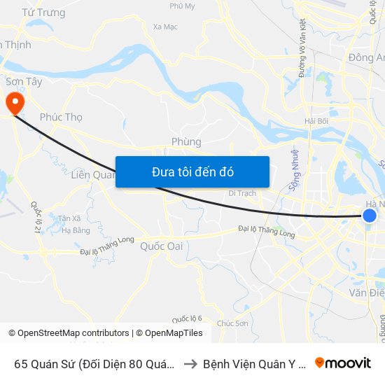 65 Quán Sứ (Đối Diện 80 Quán Sứ) to Bệnh Viện Quân Y 105 map