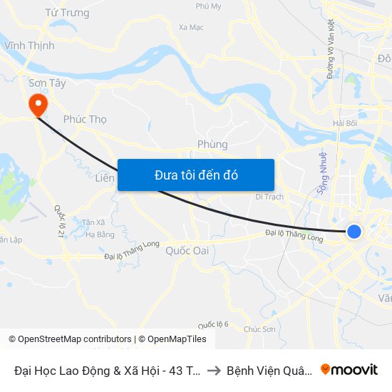 Đại Học Lao Động & Xã Hội - 43 Trần Duy Hưng to Bệnh Viện Quân Y 105 map