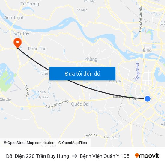 Đối Diện 220 Trần Duy Hưng to Bệnh Viện Quân Y 105 map