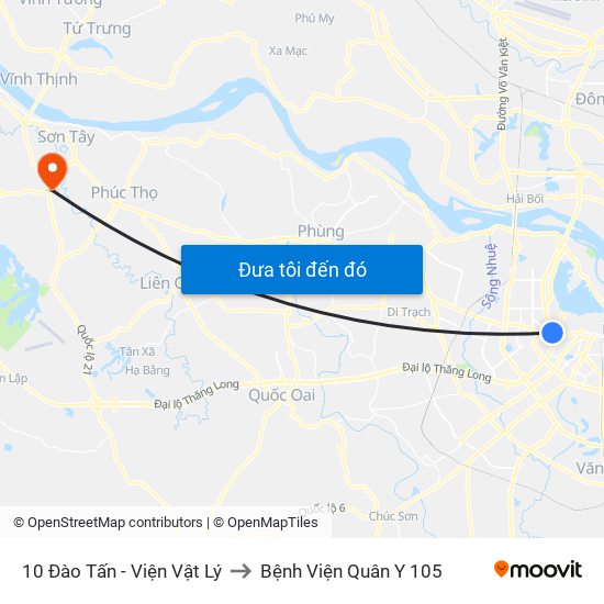 10 Đào Tấn - Viện Vật Lý to Bệnh Viện Quân Y 105 map