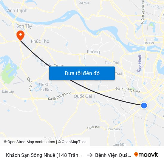 Khách Sạn Sông Nhuệ (148 Trần Phú- Hà Đông) to Bệnh Viện Quân Y 105 map