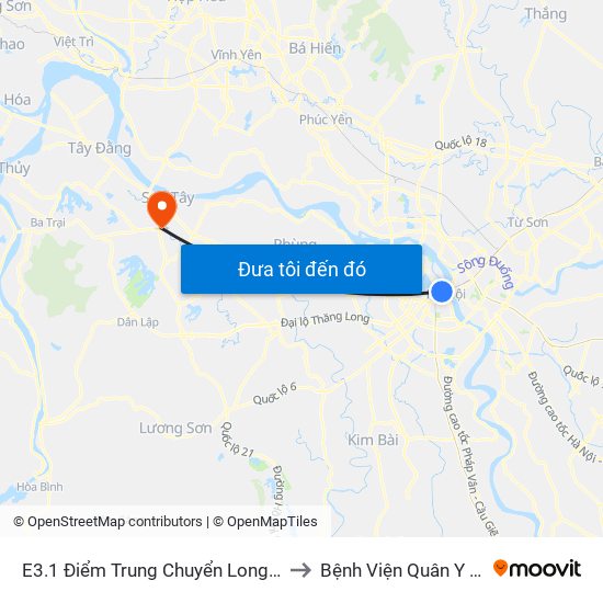 E3.1 Điểm Trung Chuyển Long Biên to Bệnh Viện Quân Y 105 map