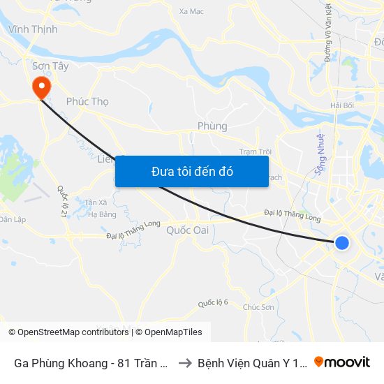 Ga Phùng Khoang - 81 Trần Phú to Bệnh Viện Quân Y 105 map