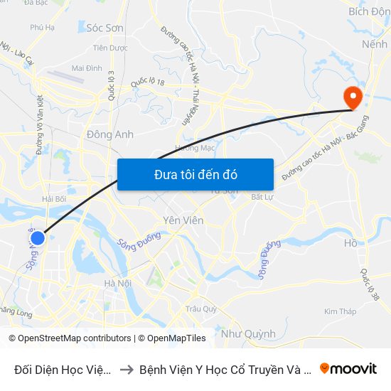 Đối Diện Học Viện Tài Chính - Đường Đức Thắng to Bệnh Viện Y Học Cổ Truyền Và Phục Hồi Chức Năng - Bệnh Viện Phổi Tỉnh Bắc Ninh map