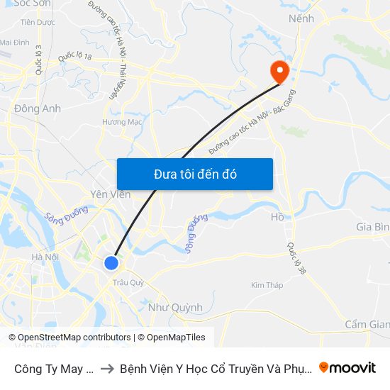 Công Ty May 10 - Nguyễn Văn Linh to Bệnh Viện Y Học Cổ Truyền Và Phục Hồi Chức Năng - Bệnh Viện Phổi Tỉnh Bắc Ninh map