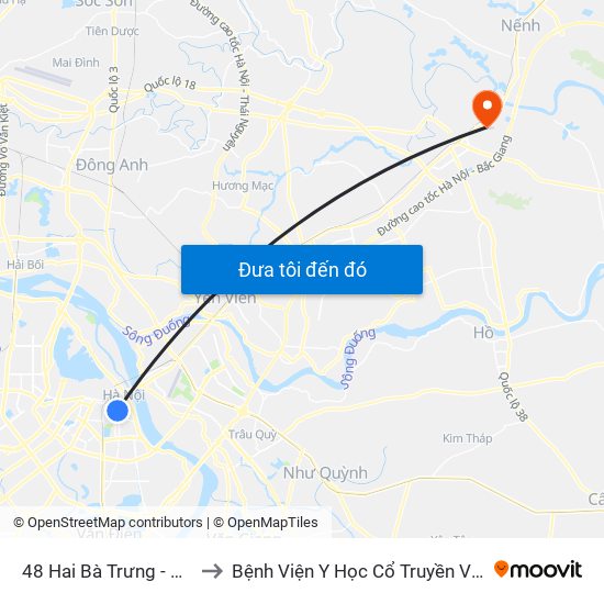 48 Hai Bà Trưng - Viện Kiểm Nghiệm Thuốc Trung Ương to Bệnh Viện Y Học Cổ Truyền Và Phục Hồi Chức Năng - Bệnh Viện Phổi Tỉnh Bắc Ninh map