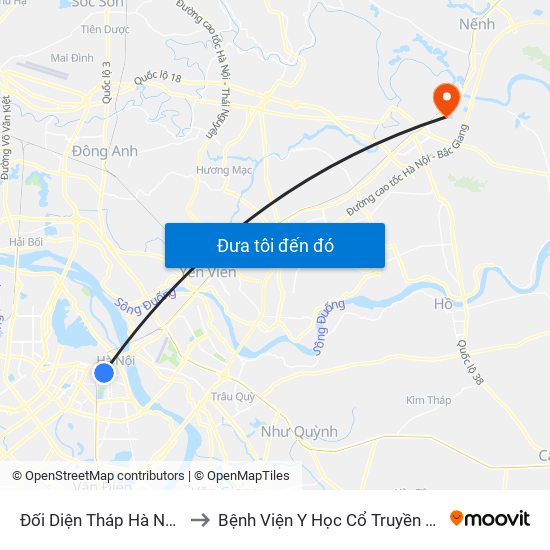 Đối Diện Tháp Hà Nội - Hai Bà Trưng (Cạnh 56 Hai Bà Trưng) to Bệnh Viện Y Học Cổ Truyền Và Phục Hồi Chức Năng - Bệnh Viện Phổi Tỉnh Bắc Ninh map