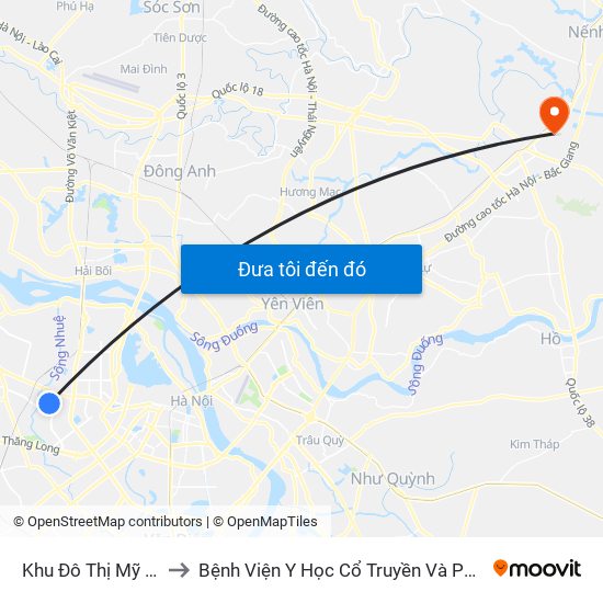 Khu Đô Thị Mỹ Đình Ii- Nguyễn Cơ Thạch to Bệnh Viện Y Học Cổ Truyền Và Phục Hồi Chức Năng - Bệnh Viện Phổi Tỉnh Bắc Ninh map