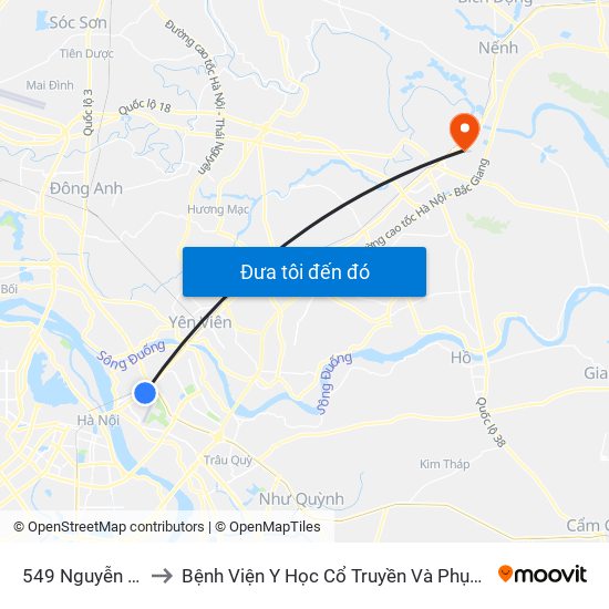 549 Nguyễn Văn Cừ (Cột Trước) to Bệnh Viện Y Học Cổ Truyền Và Phục Hồi Chức Năng - Bệnh Viện Phổi Tỉnh Bắc Ninh map