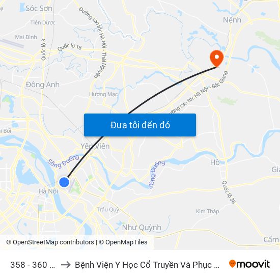358 - 360 Nguyễn Văn Cừ to Bệnh Viện Y Học Cổ Truyền Và Phục Hồi Chức Năng - Bệnh Viện Phổi Tỉnh Bắc Ninh map