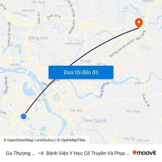 Ga Thượng Đình - Nguyễn Trãi to Bệnh Viện Y Học Cổ Truyền Và Phục Hồi Chức Năng - Bệnh Viện Phổi Tỉnh Bắc Ninh map