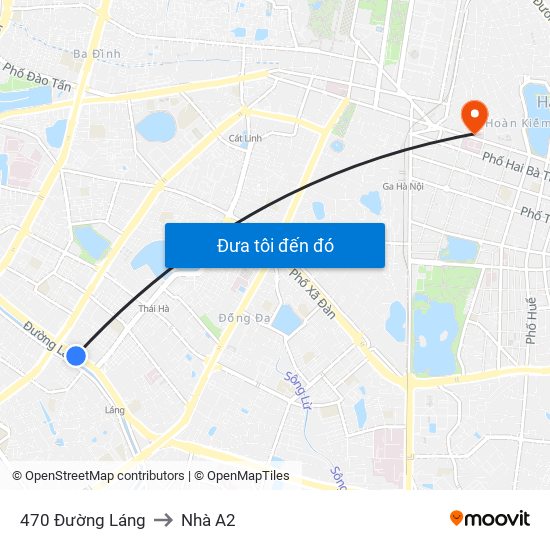 470 Đường Láng to Nhà A2 map