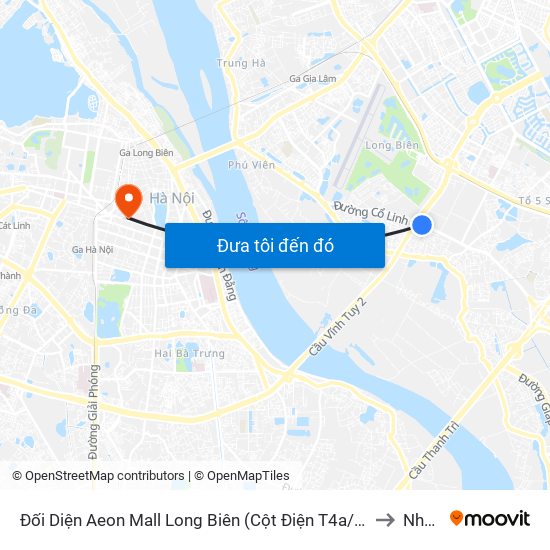 Đối Diện Aeon Mall Long Biên (Cột Điện T4a/2a-B Đường Cổ Linh) to Nhà A2 map