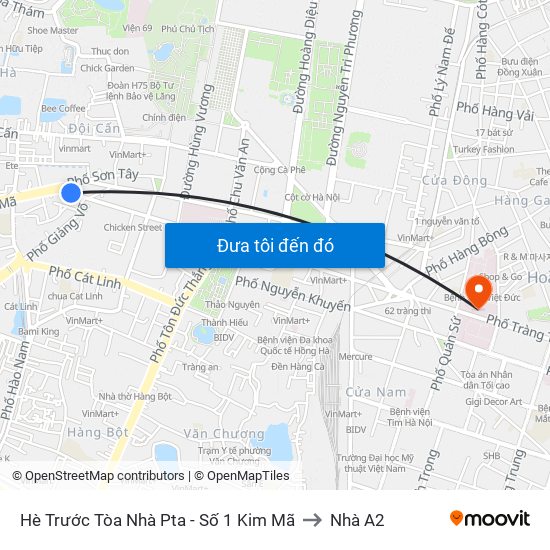 Hè Trước Tòa Nhà Pta - Số 1 Kim Mã to Nhà A2 map