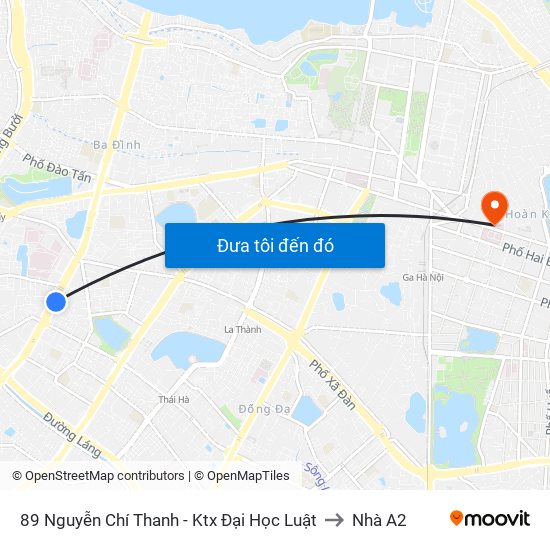 89 Nguyễn Chí Thanh - Ktx Đại Học Luật to Nhà A2 map