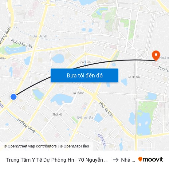 Trung Tâm Y Tế Dự Phòng Hn - 70 Nguyễn Chí Thanh to Nhà A2 map