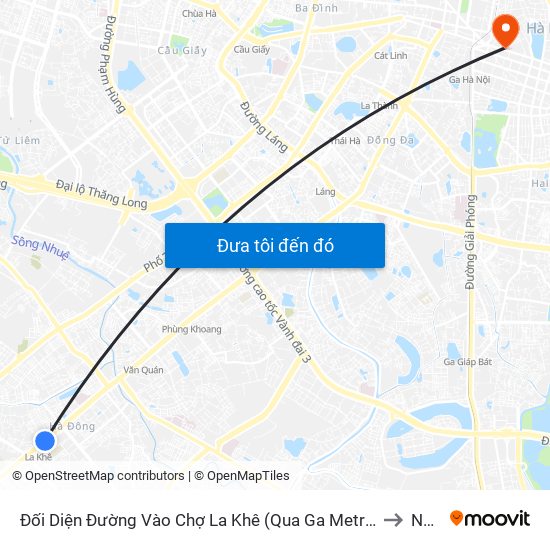 Đối Diện Đường Vào Chợ La Khê (Qua Ga Metro La Khê) - 405 Quang Trung (Hà Đông) to Nhà A2 map