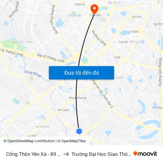 Cổng Thôn Yên Xá - 89 Cầu Bươu to Trường Đại Học Giao Thông Vận Tải map