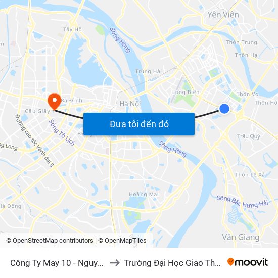 Công Ty May 10 - Nguyễn Văn Linh to Trường Đại Học Giao Thông Vận Tải map