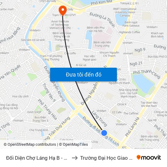 Đối Diện Chợ Láng Hạ B - 564 Đường Láng to Trường Đại Học Giao Thông Vận Tải map