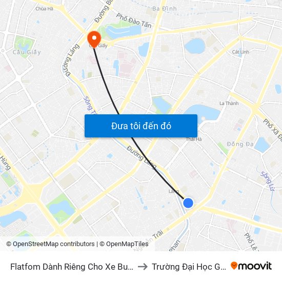 Flatfom Dành Riêng Cho Xe Buýt Trước Nhà 45 Đường Láng to Trường Đại Học Giao Thông Vận Tải map