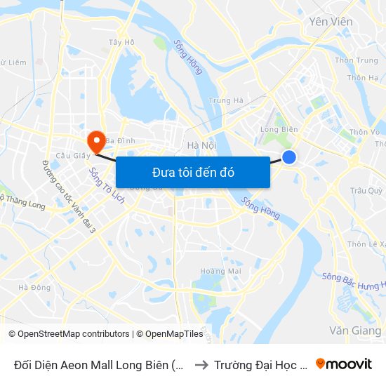 Đối Diện Aeon Mall Long Biên (Cột Điện T4a/2a-B Đường Cổ Linh) to Trường Đại Học Giao Thông Vận Tải map