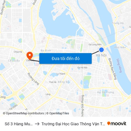 Số 3 Hàng Muối to Trường Đại Học Giao Thông Vận Tải map