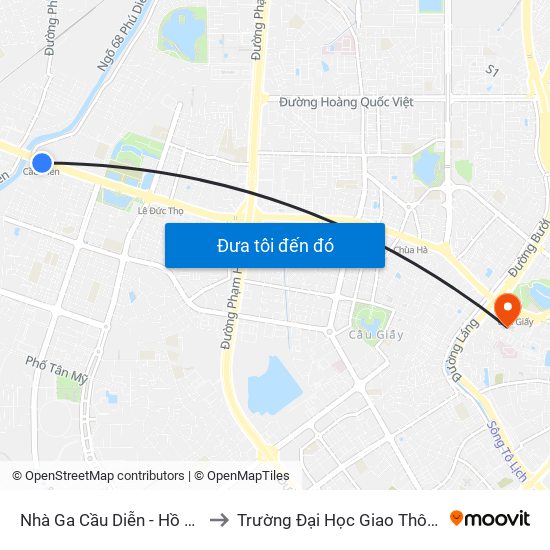 Nhà Ga Cầu Diễn - Hồ Tùng Mậu to Trường Đại Học Giao Thông Vận Tải map