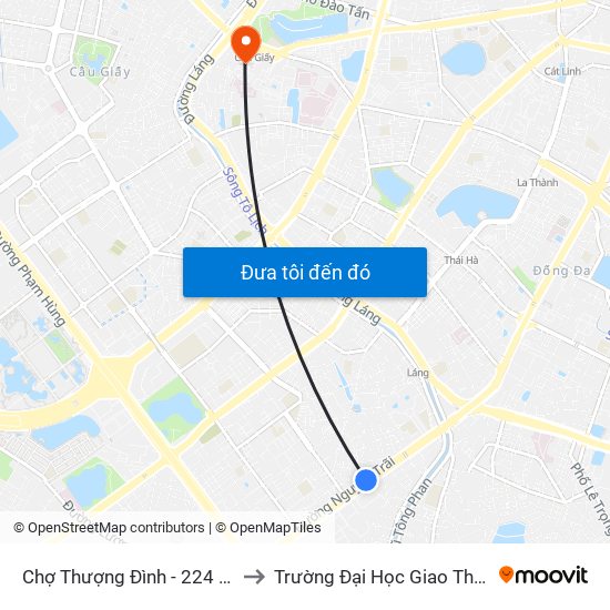 Chợ Thượng Đình - 224 Nguyễn Trãi to Trường Đại Học Giao Thông Vận Tải map