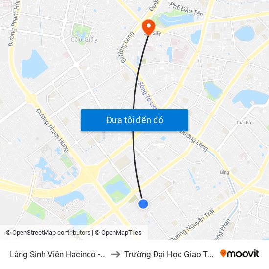 Làng Sinh Viên Hacinco - Nguyễn Tuân to Trường Đại Học Giao Thông Vận Tải map