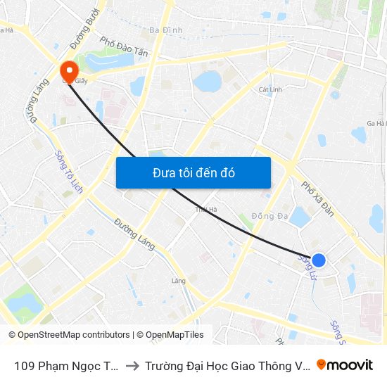 109 Phạm Ngọc Thạch to Trường Đại Học Giao Thông Vận Tải map