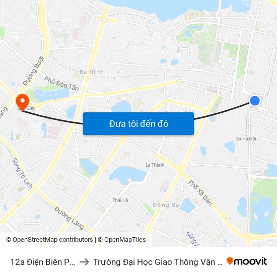 12a Điện Biên Phủ to Trường Đại Học Giao Thông Vận Tải map