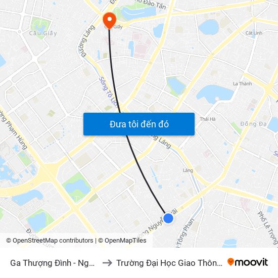 Ga Thượng Đình - Nguyễn Trãi to Trường Đại Học Giao Thông Vận Tải map