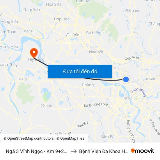 Ngã 3 Vĩnh Ngọc - Km 9+230 Quốc Lộ 3 to Bệnh Viện Đa Khoa Huyện Ba Vì map