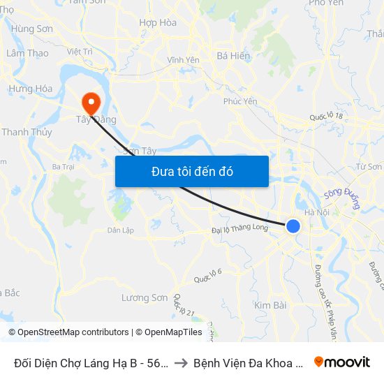 Đối Diện Chợ Láng Hạ B - 564 Đường Láng to Bệnh Viện Đa Khoa Huyện Ba Vì map