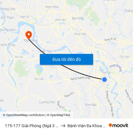 175-177 Giải Phóng (Ngã 3 Lê Thanh Nghị) to Bệnh Viện Đa Khoa Huyện Ba Vì map