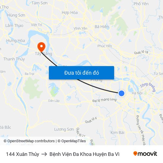 144 Xuân Thủy to Bệnh Viện Đa Khoa Huyện Ba Vì map