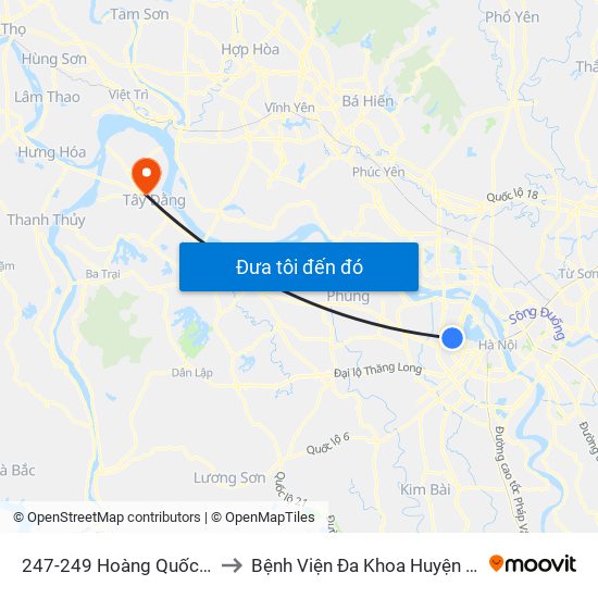 247-249 Hoàng Quốc Việt to Bệnh Viện Đa Khoa Huyện Ba Vì map